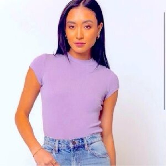 Boheme Tops - Boheme Lilac Cap Sleeve Bodysuit